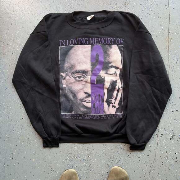 Vintage Other - Vintage 90s Tupac Shakur In Loving Memory Memorial Rap Crewneck Sweatshirt XL